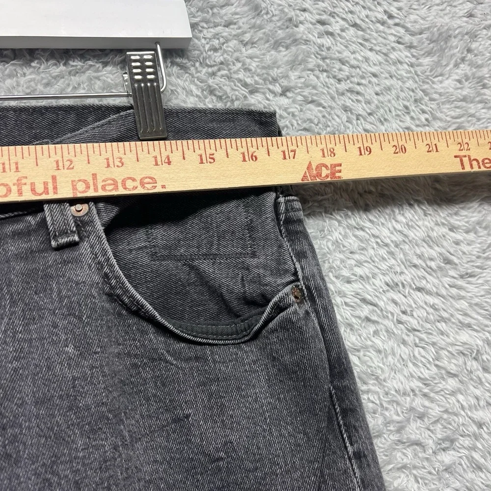Levis 501 ST Jeans Mens‎ 34x32 Black Denim Button Fly Premium Slim Taper Big E